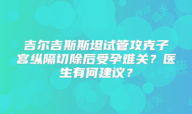 吉尔吉斯斯坦试管攻克子宫纵隔切除后受孕难关？医生有何建议？