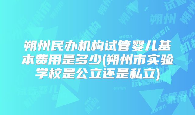 朔州民办机构试管婴儿基本费用是多少(朔州市实验学校是公立还是私立)
