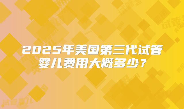 2025年美国第三代试管婴儿费用大概多少？