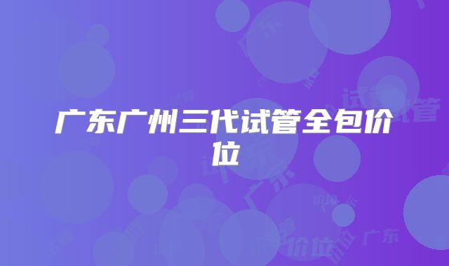 广东广州三代试管全包价位