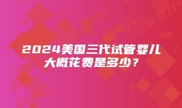 2024美国三代试管婴儿大概花费是多少？