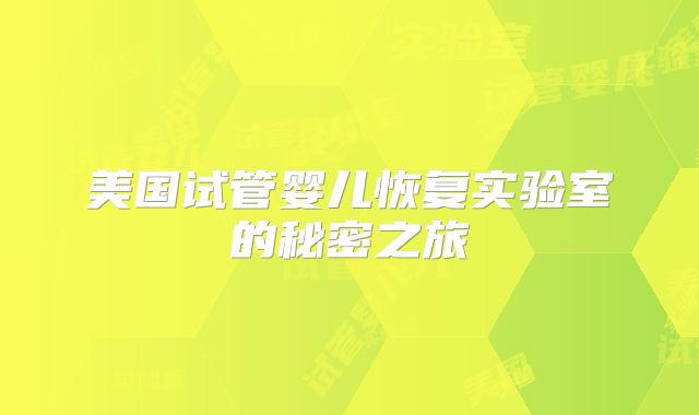 美国试管婴儿恢复实验室的秘密之旅