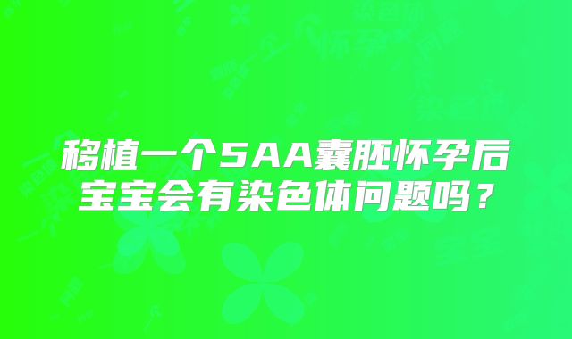 移植一个5AA囊胚怀孕后宝宝会有染色体问题吗？