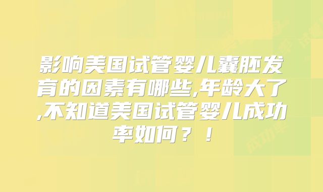 影响美国试管婴儿囊胚发育的因素有哪些,年龄大了,不知道美国试管婴儿成功率如何？！