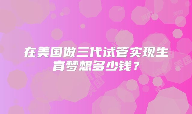 在美国做三代试管实现生育梦想多少钱?