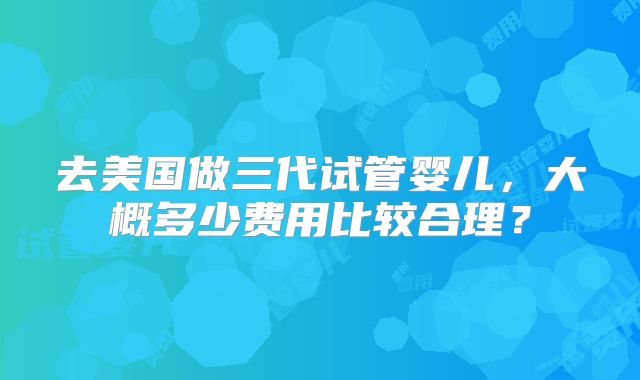 去美国做三代试管婴儿,大概多少费用比较合理?