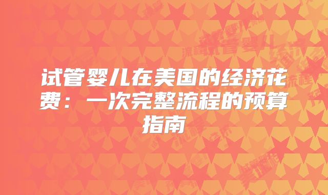 试管婴儿在美国的经济花费：一次完整流程的预算指南