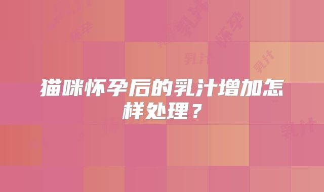 猫咪怀孕后的乳汁增加怎样处理？