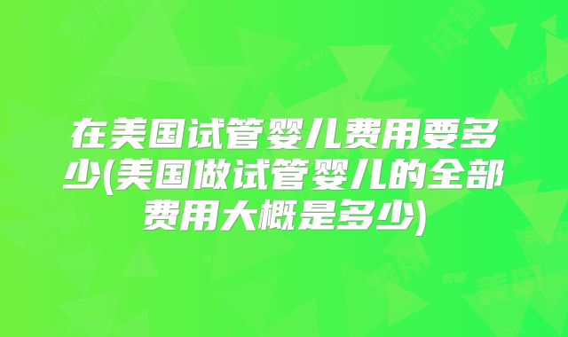 在美国试管婴儿费用要多少(美国做试管婴儿的全部费用大概是多少)