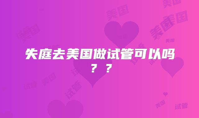失庭去美国做试管可以吗？？