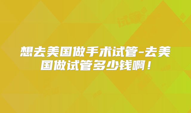 想去美国做手术试管-去美国做试管多少钱啊！