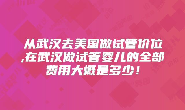 从武汉去美国做试管价位,在武汉做试管婴儿的全部费用大概是多少！