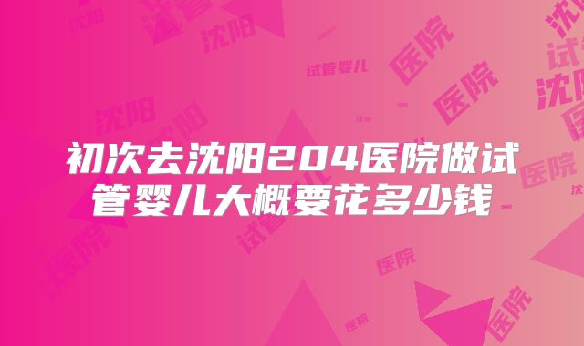 初次去沈阳204医院做试管婴儿大概要花多少钱