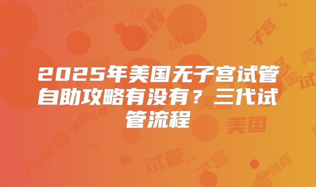 2025年美国无子宫试管自助攻略有没有?三代试管流程