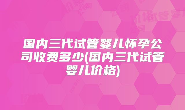 国内三代试管婴儿怀孕公司收费多少(国内三代试管婴儿价格)