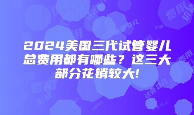 2024美国三代试管婴儿总费用都有哪些?这三大部分花销较大!