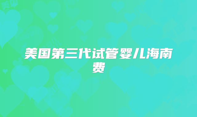 美国第三代试管婴儿海南费