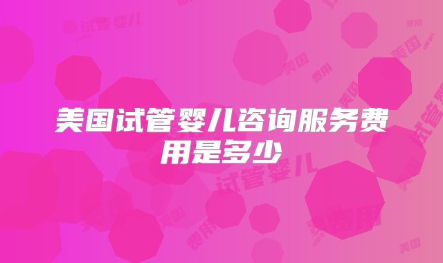 美国试管婴儿咨询服务费用是多少