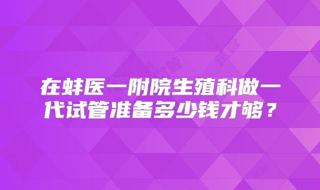 在蚌医一附院生殖科做一代试管准备多少钱才够？