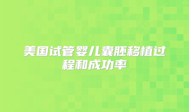 美国试管婴儿囊胚移植过程和成功率