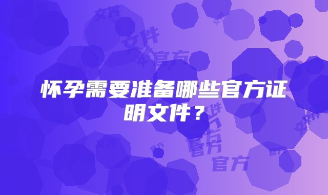 怀孕需要准备哪些官方证明文件？