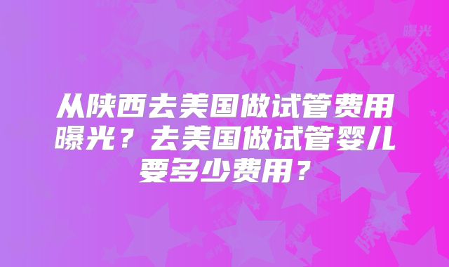 从陕西去美国做试管费用曝光？去美国做试管婴儿要多少费用？