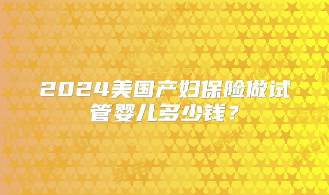 2024美国产妇保险做试管婴儿多少钱？