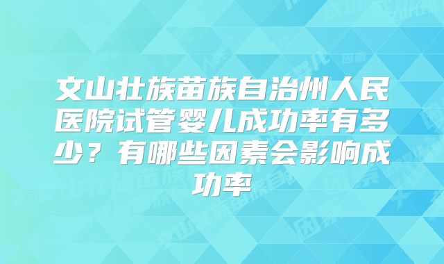 文山壮族苗族自治州人民医院试管婴儿成功率有多少？有哪些因素会影响成功率