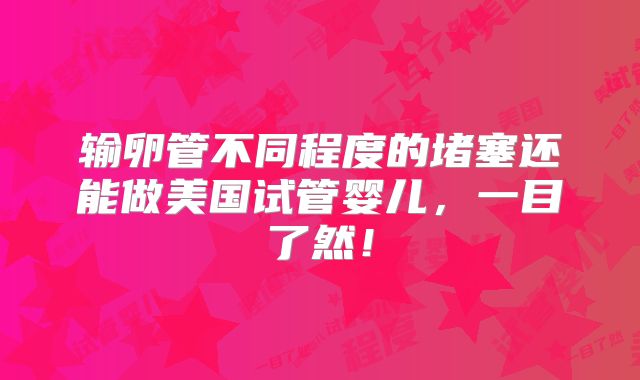 输卵管不同程度的堵塞还能做美国试管婴儿，一目了然！
