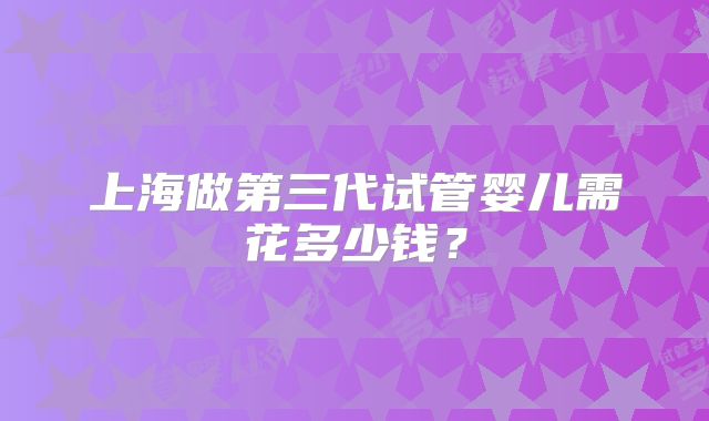 上海做第三代试管婴儿需花多少钱？