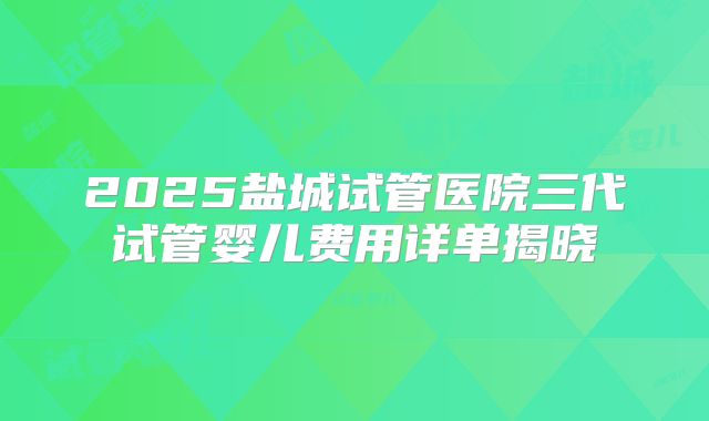 2025盐城试管医院三代试管婴儿费用详单揭晓
