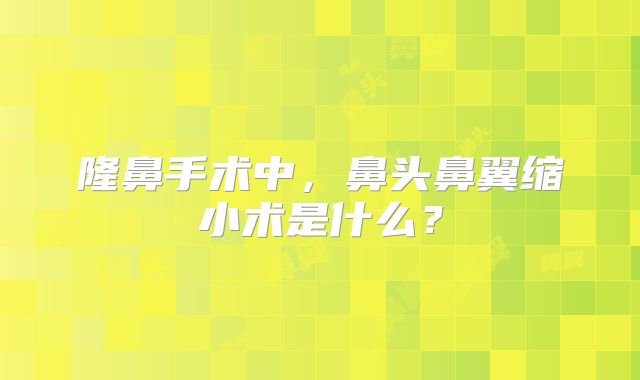 隆鼻手术中,鼻头鼻翼缩小术是什么?