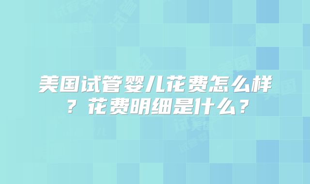 美国试管婴儿花费怎么样？花费明细是什么？