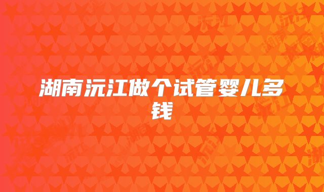 湖南沅江做个试管婴儿多钱