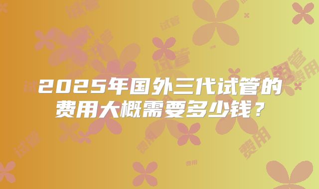 2025年国外三代试管的费用大概需要多少钱？