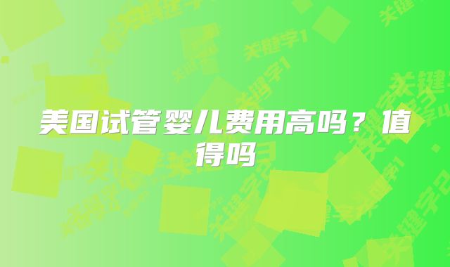 美国试管婴儿费用高吗？值得吗