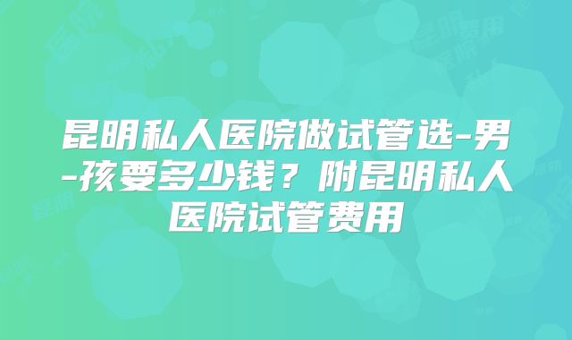 昆明私人医院做试管选-男-孩要多少钱?附昆明私人医院试管费用