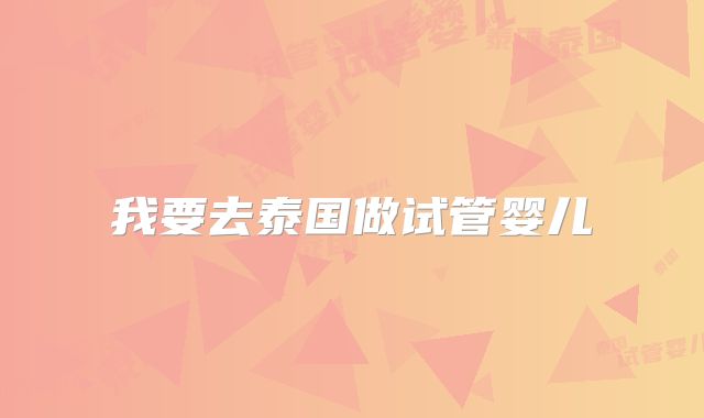 我要去泰国做试管婴儿