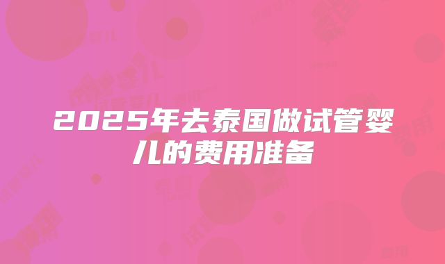 2025年去泰国做试管婴儿的费用准备