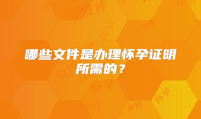 哪些文件是办理怀孕证明所需的？