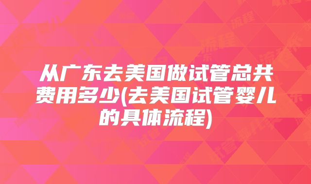 从广东去美国做试管总共费用多少(去美国试管婴儿的具体流程)
