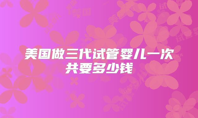 美国做三代试管婴儿一次共要多少钱