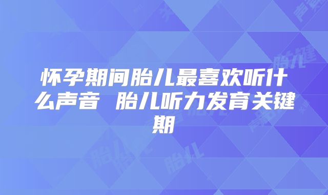 怀孕期间胎儿最喜欢听什么声音 胎儿听力发育关键期