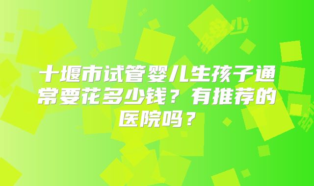 十堰市试管婴儿生孩子通常要花多少钱？有推荐的医院吗？