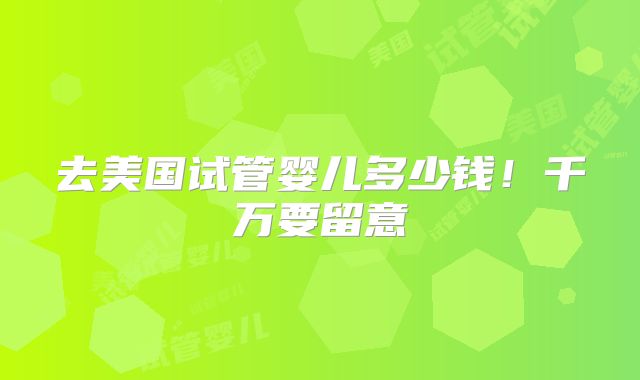 去美国试管婴儿多少钱！千万要留意