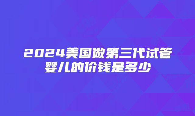 2024美国做第三代试管婴儿的价钱是多少