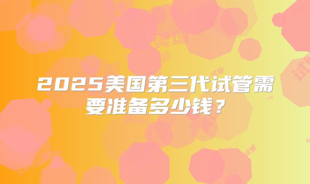 2025美国第三代试管需要准备多少钱？