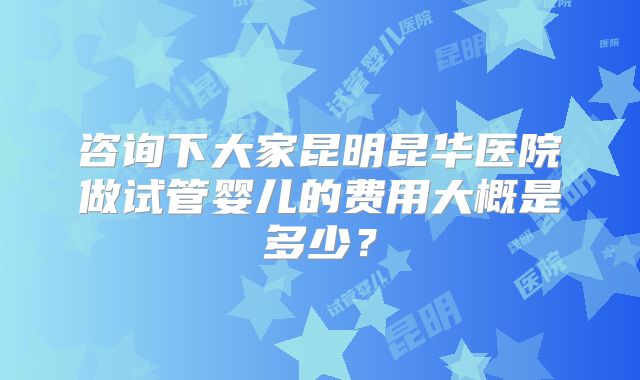 咨询下大家昆明昆华医院做试管婴儿的费用大概是多少？