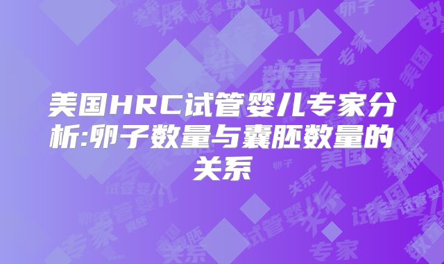 美国HRC试管婴儿专家分析:卵子数量与囊胚数量的关系