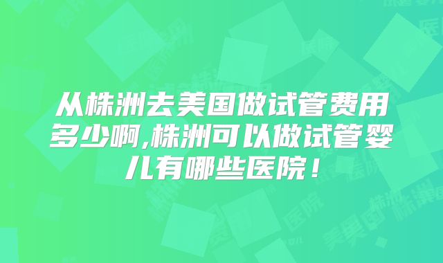 从株洲去美国做试管费用多少啊,株洲可以做试管婴儿有哪些医院！